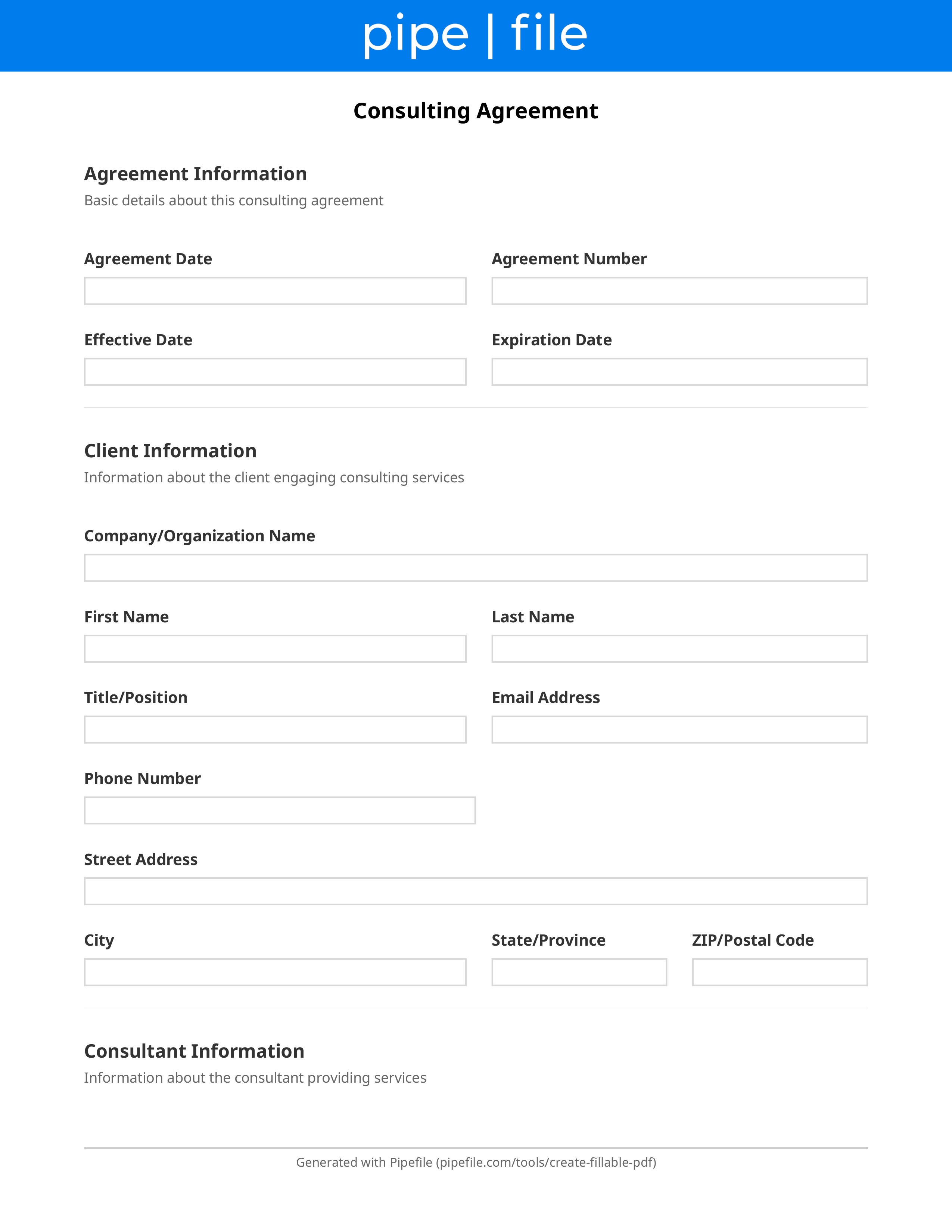 Consulting Agreement Template form template preview