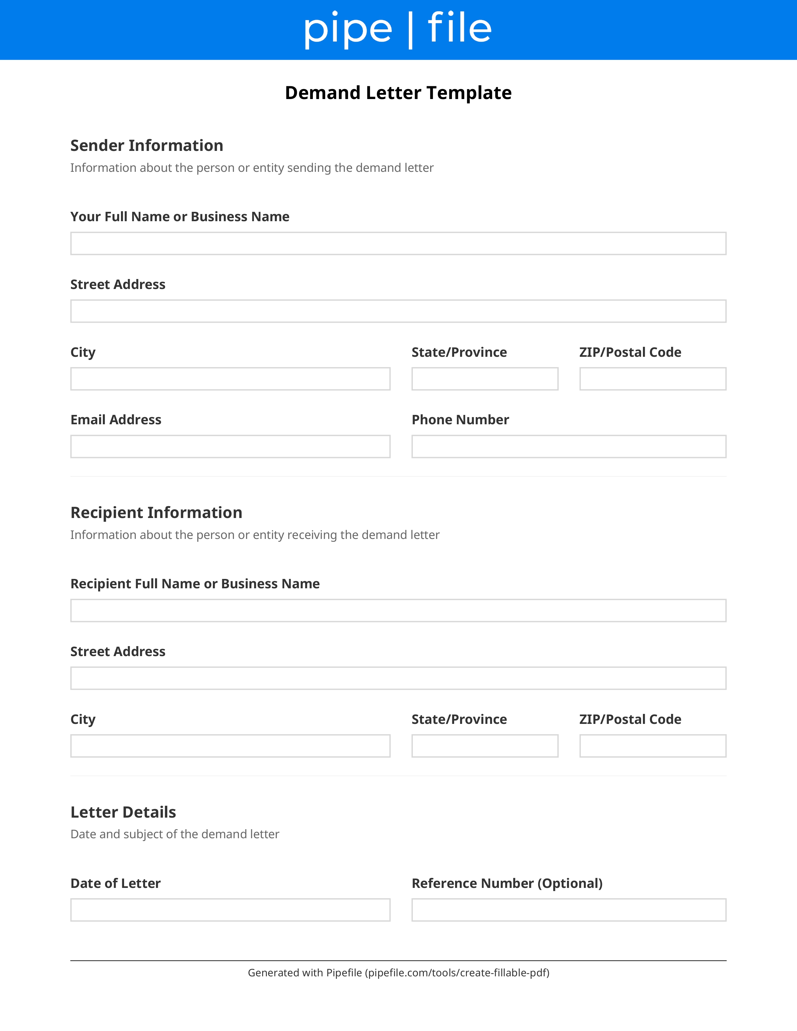 Demand Letter Template form template preview