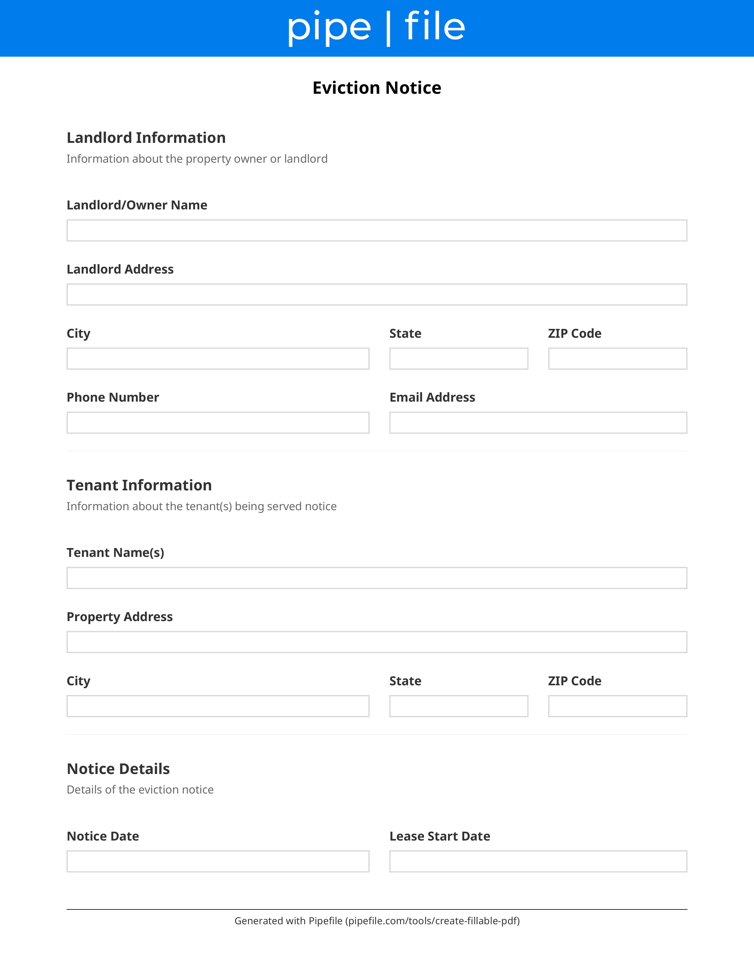 Eviction Notice Template form template preview