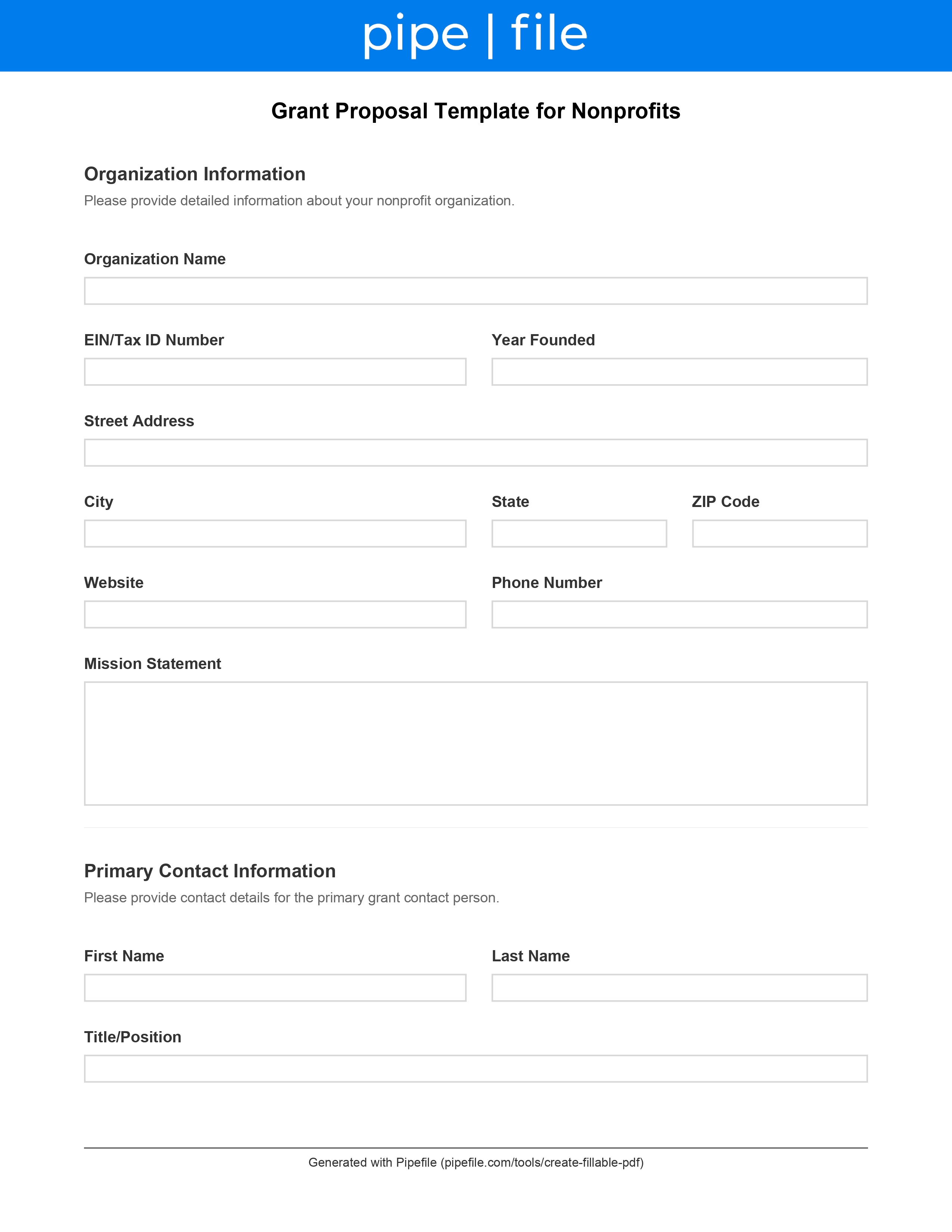 Grant Proposal Template for Nonprofits form template preview