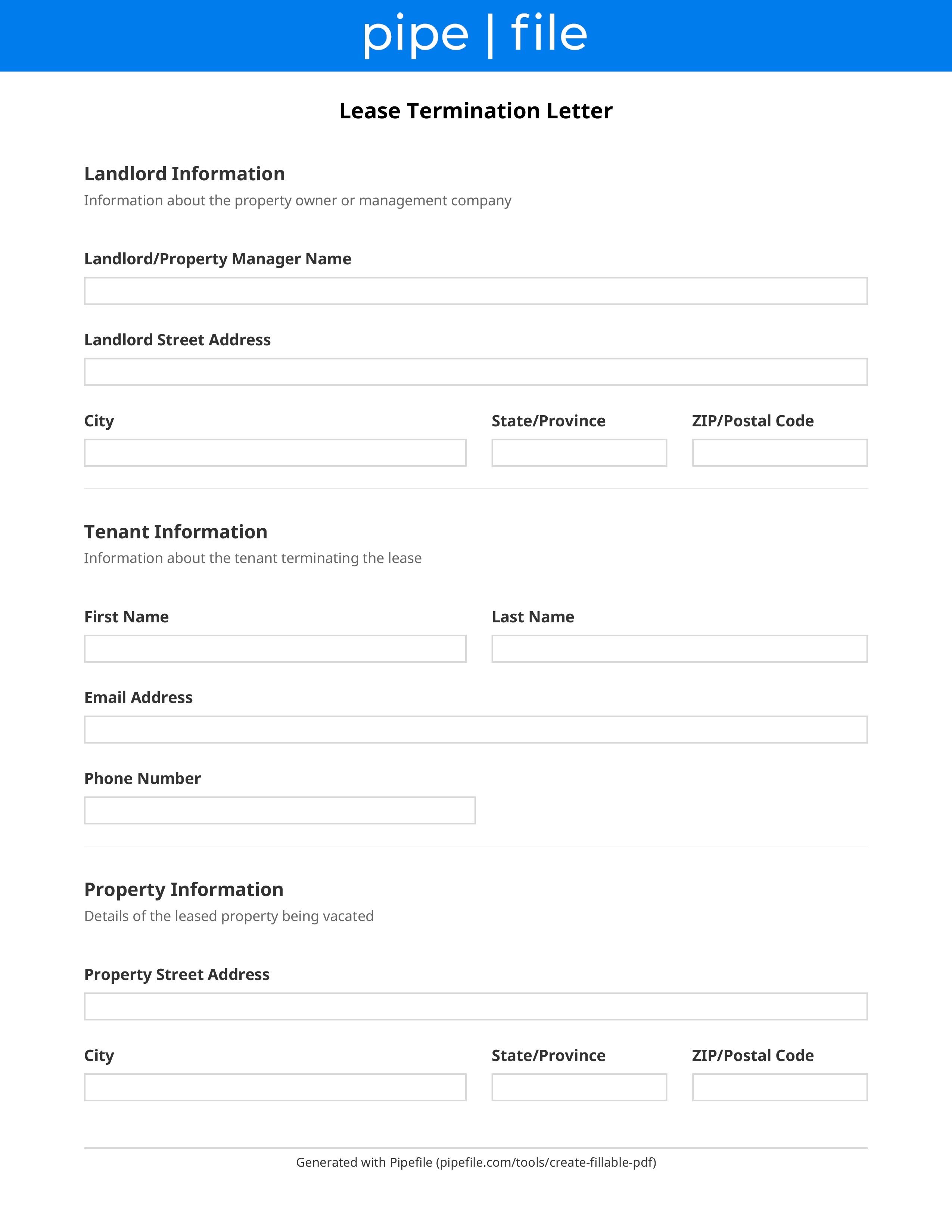 Lease Termination Letter Template form template preview