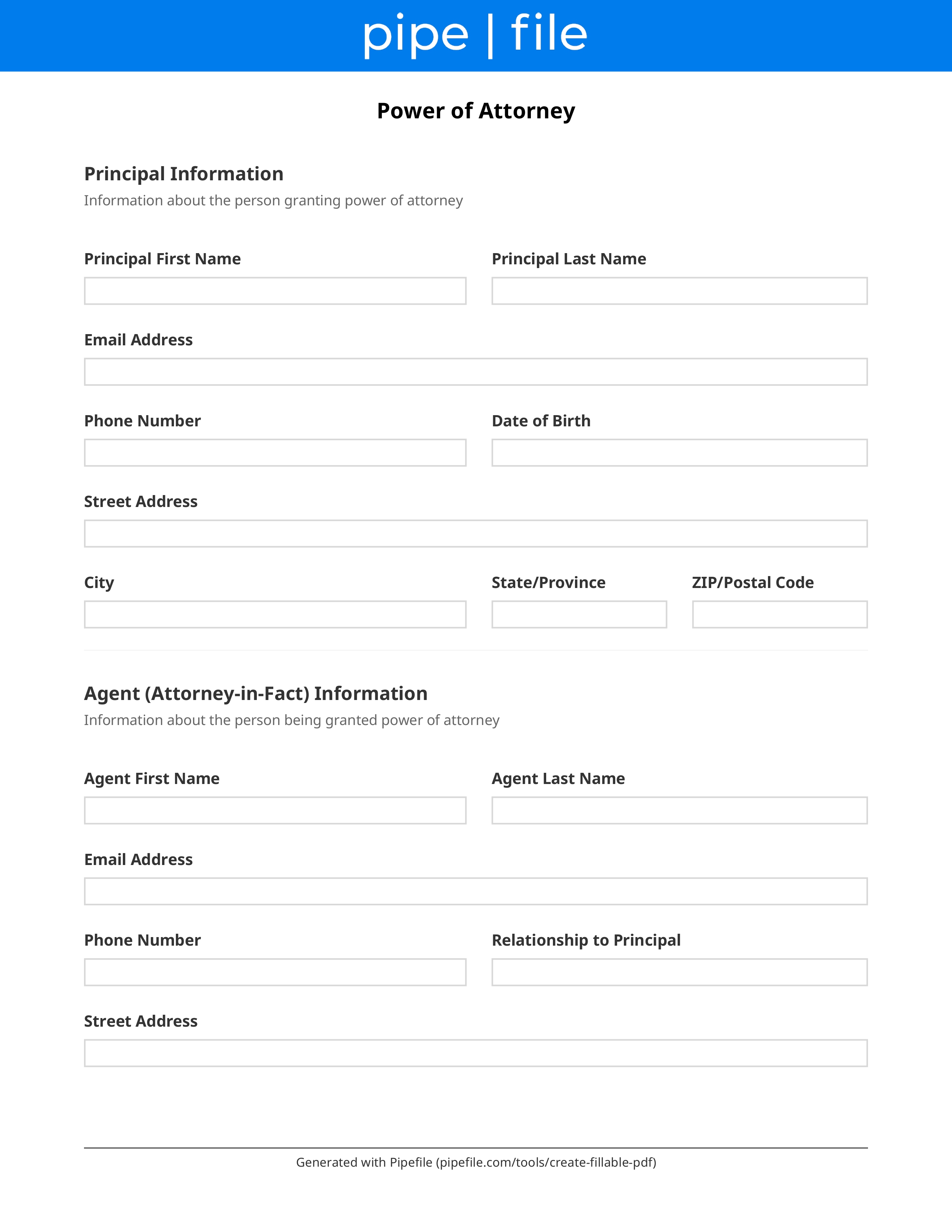 Power of Attorney Template form template preview