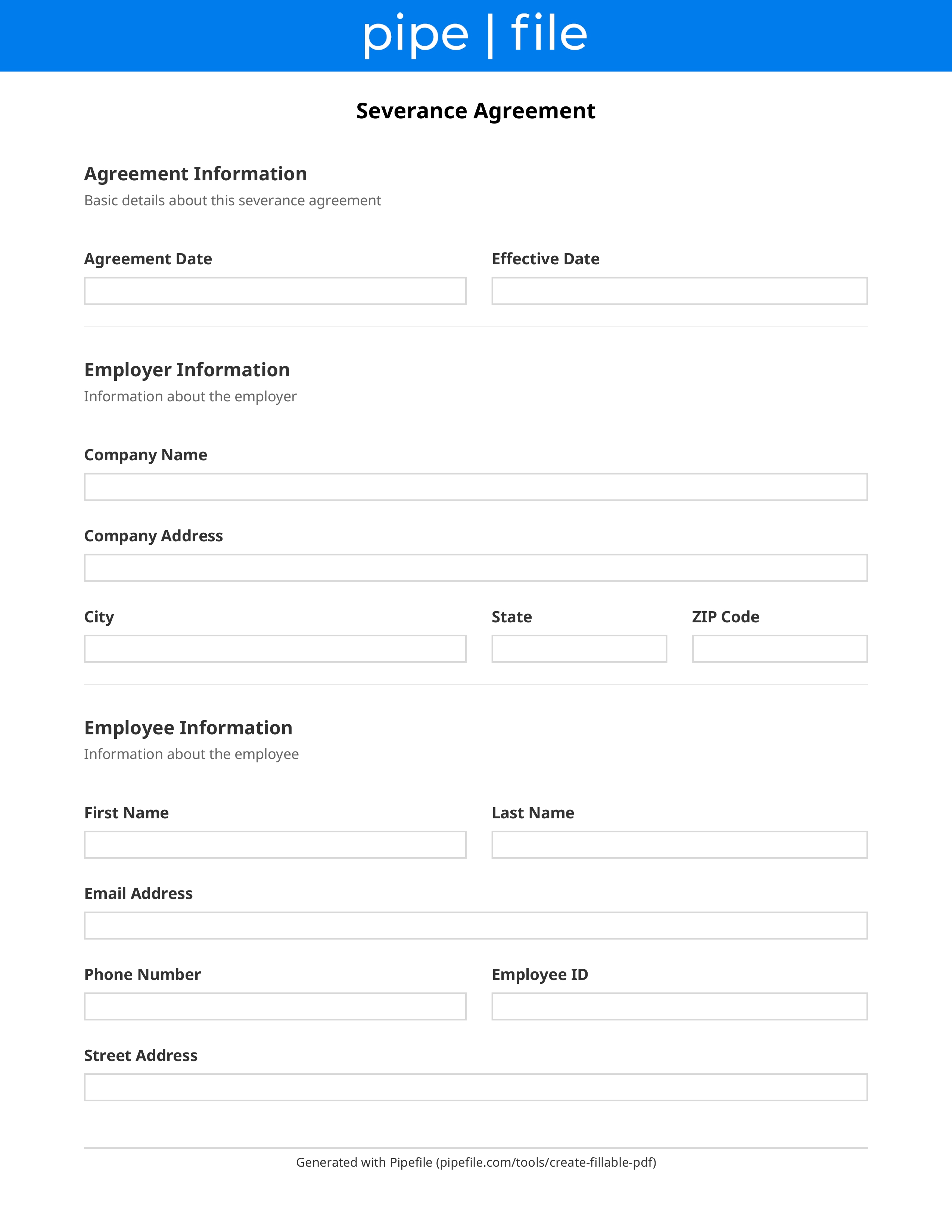 Severance Agreement Template form template preview