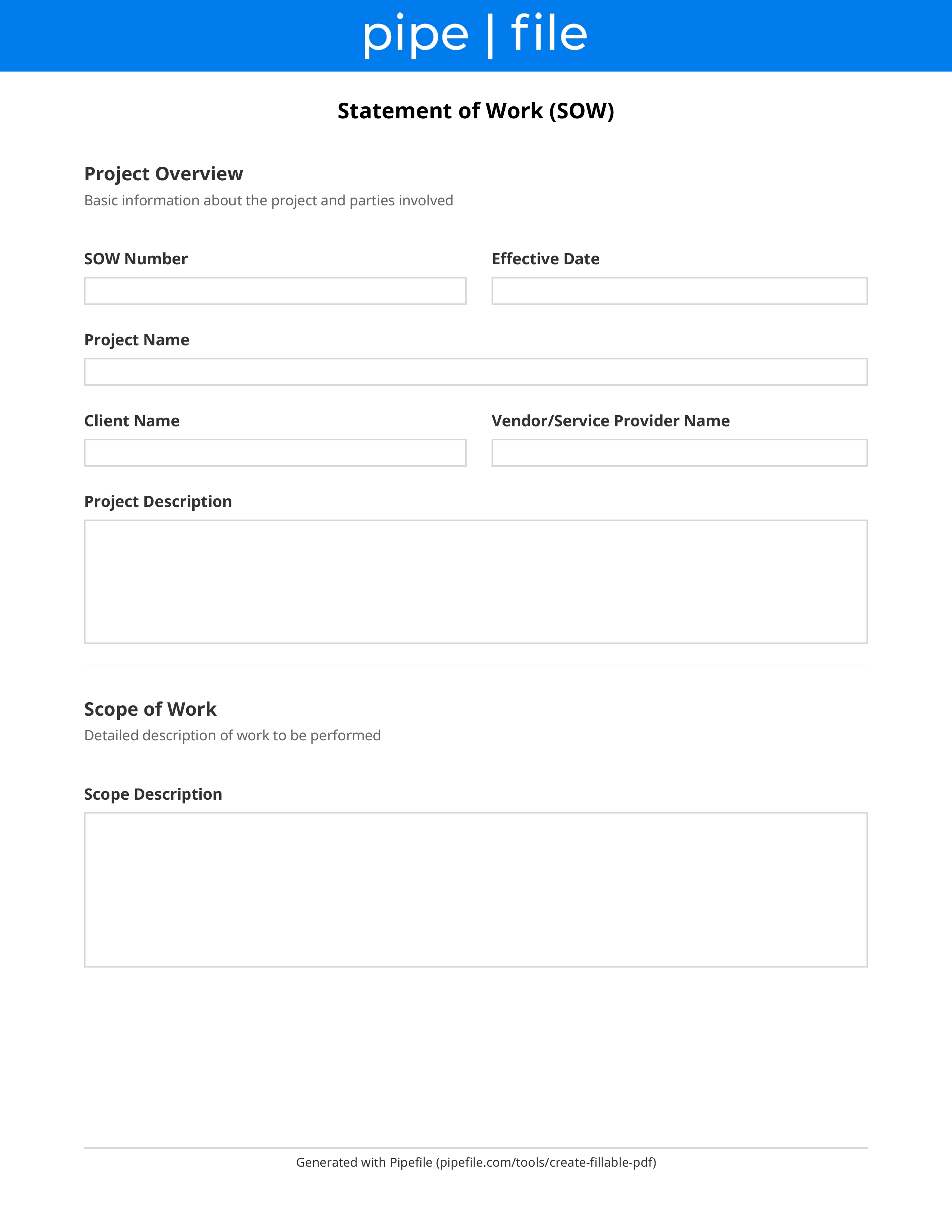 Statement of Work (SOW) Template form template preview